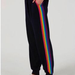 NWT Wyse London Lucie Rainbow Cashmere Jogger Large Retail $254