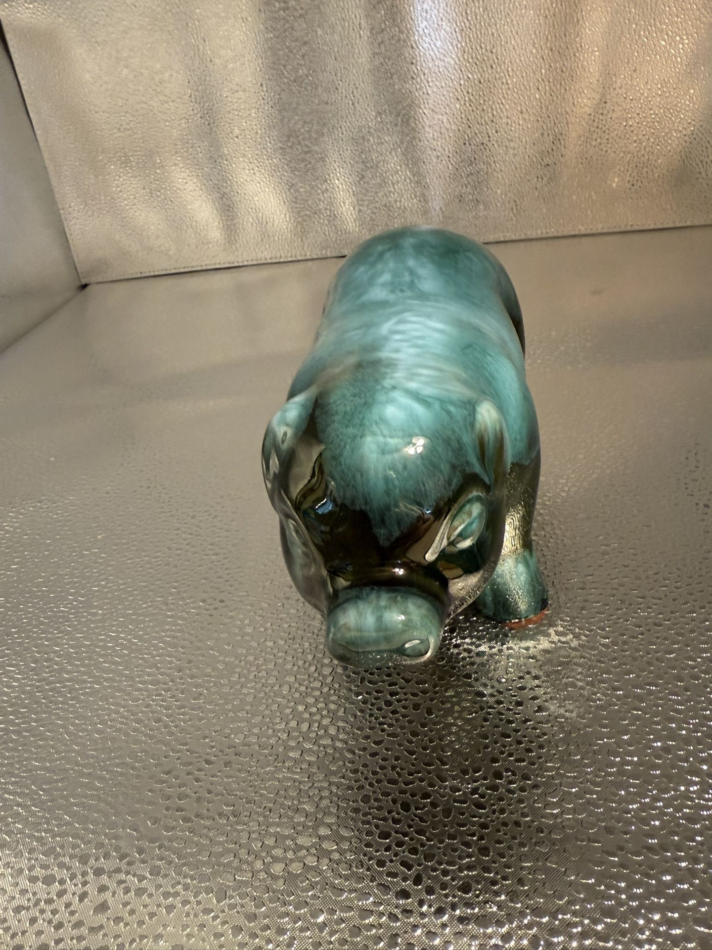 A Blue Ceramic Pig