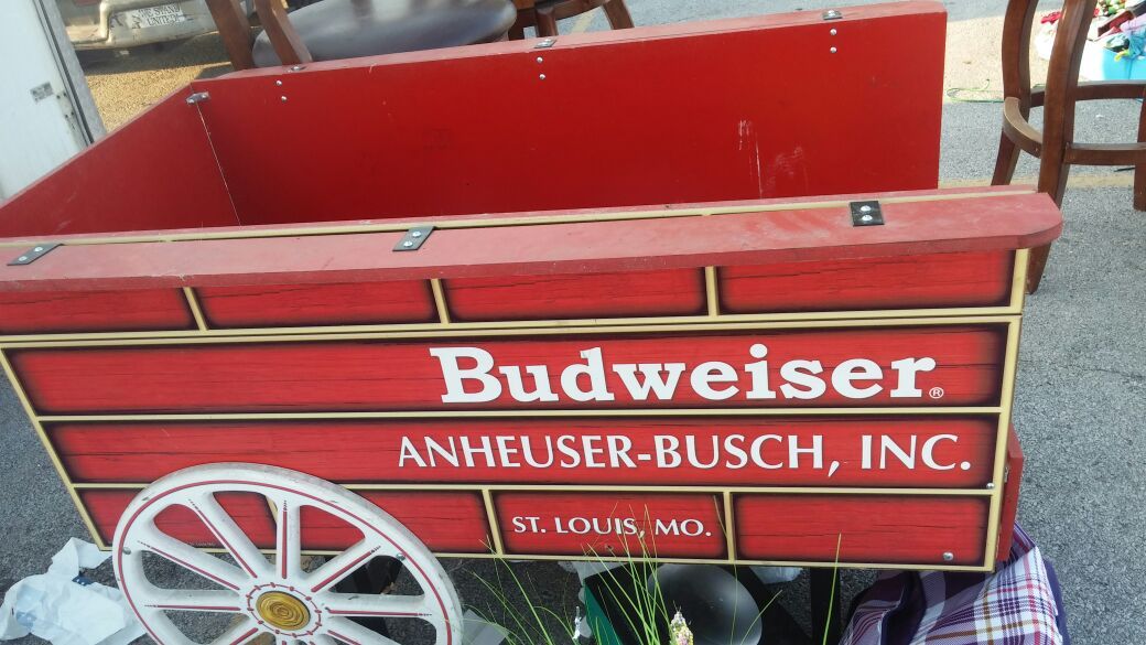 Budweiser Anheuser Busch Beer Cart Advertisement Promotional Display Red Wagon