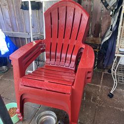 Red patio chairs