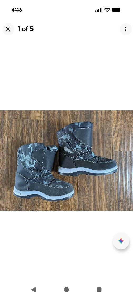 EUC Worn Once Size US 6 (Big Kid) Gray Rain Snow Boots Booties Warm