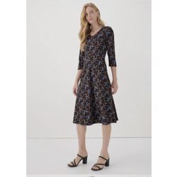 Pact Blue & Black Floral Midi Dress - Size Large