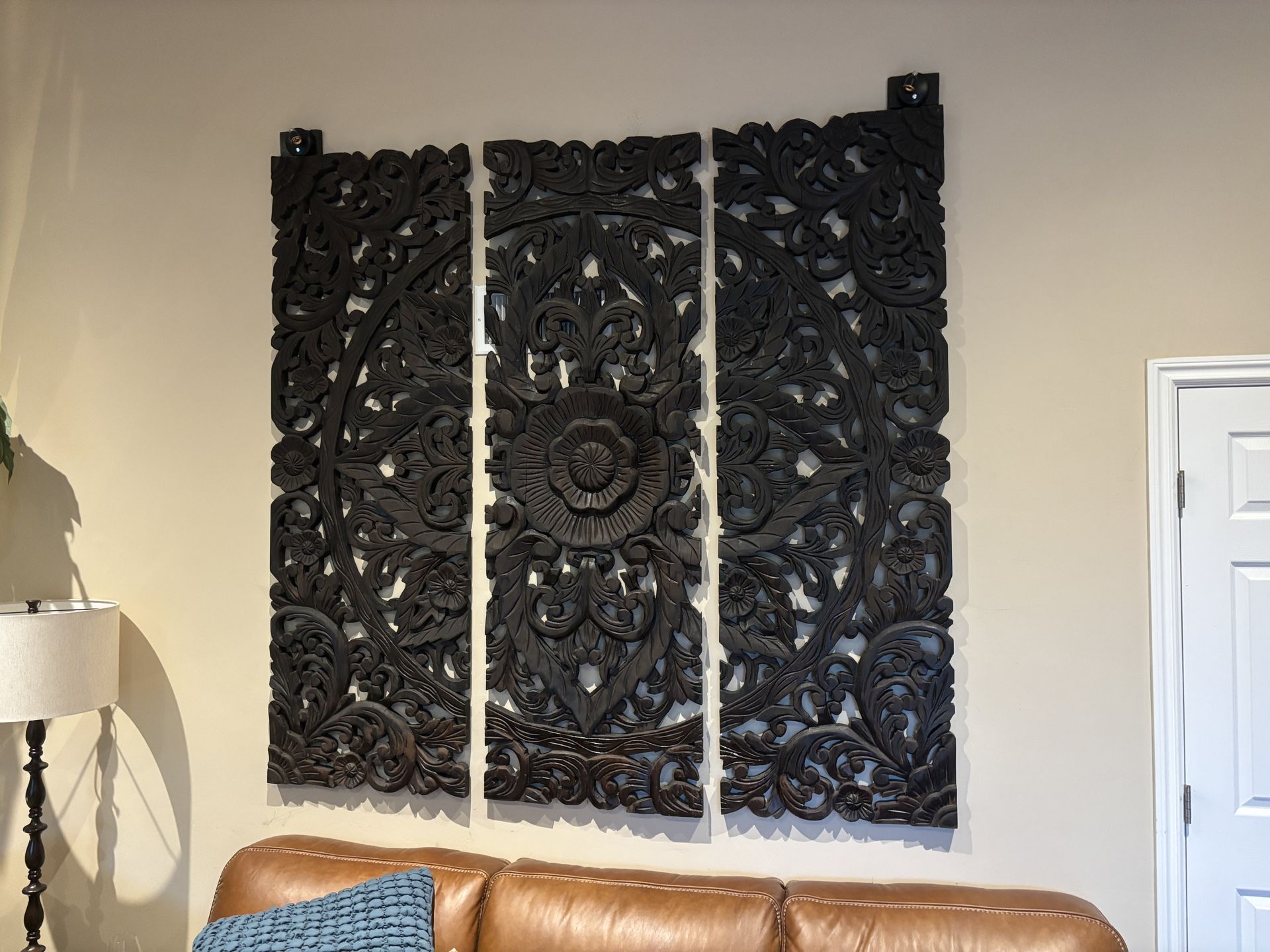 Teak Wood Hand Carved Large Panels (3) - Pottery Barn
