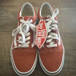 New* Size 5.5 men’s/ 7 Women Vans Red Coral