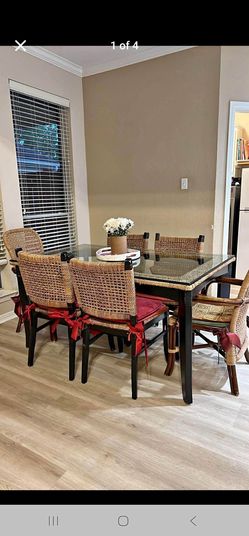 Designer Rattan Dining Set with Glass Table – Seats 6 Comfortably delivery available