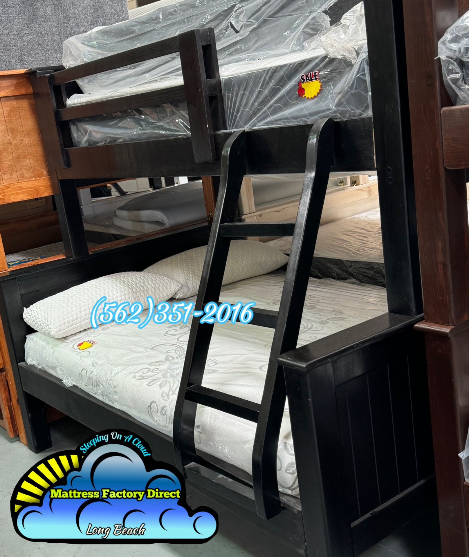 Twin Full Black Bunk Bed With Mattresses Colchones Nuevos