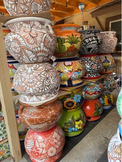 Mexican Talavera Planters, Pottery, Sun, Sharks , Roosters, Fish , Snakes , Frogs and More