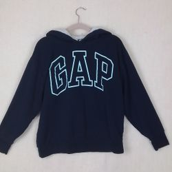 Fleece Lined Logo Hoodie Girl's Size XL in Navy with Sherpa Lined Hood