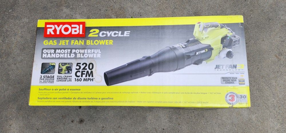 Ryobi 160mph 520 CFM 25cc Gas 2 Cycle Jet Fan Blower (New, Torn Box, Caja Rota)