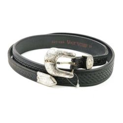 VOGT Western Sterling 14K Gold Filled Belt Sz. 38 Buckle Black Leather