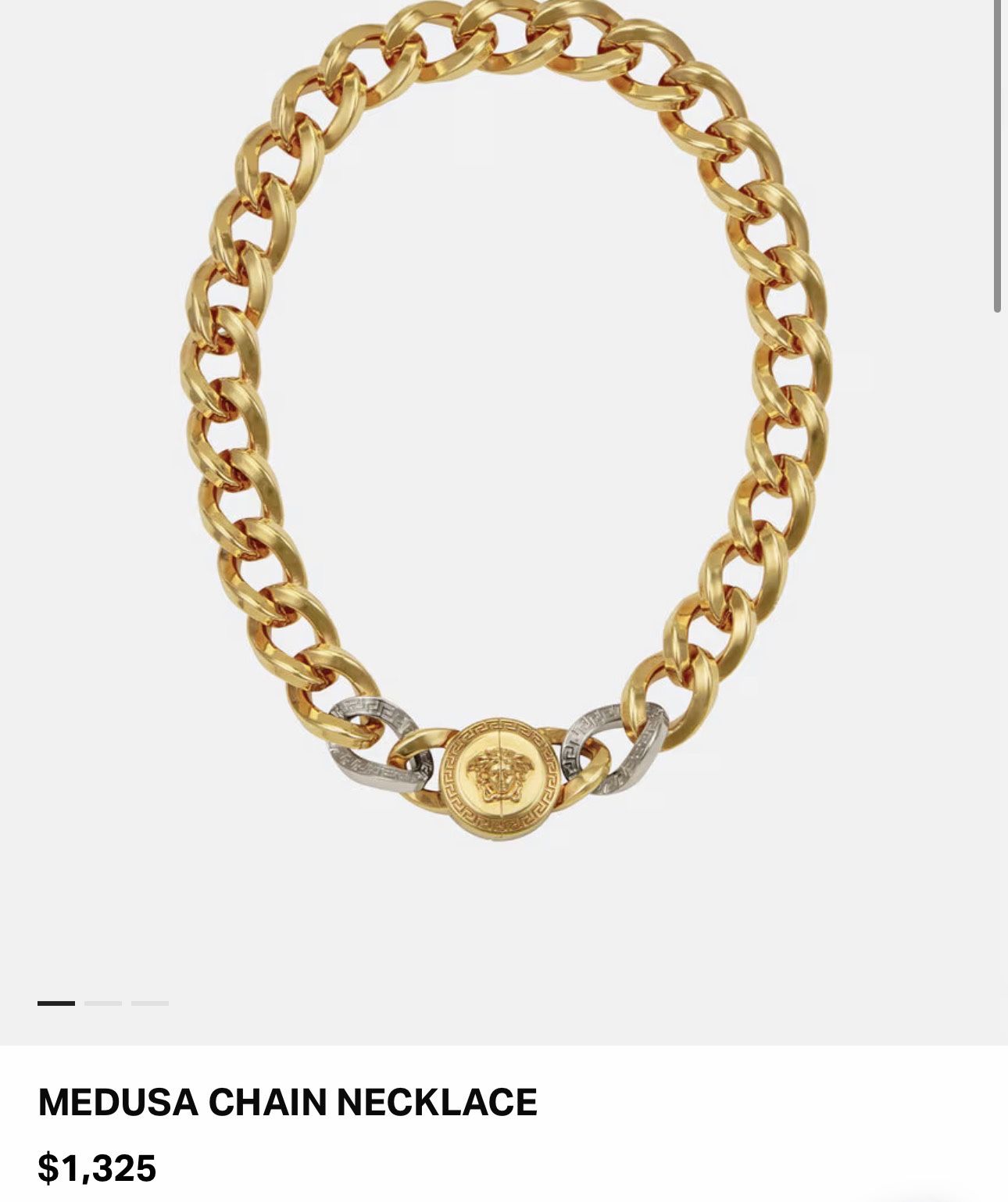 Brand new mens versace necklace choker two tone gold/silver 18in chain jewelry