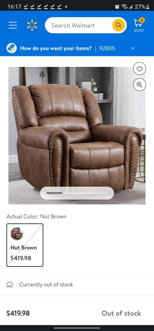 CANMOV Leather Recliner Chair, Classic and Traditional Manual Recliner Chair with Comfortable Arms and Back Single Sofa for Living Room, Nut Brown