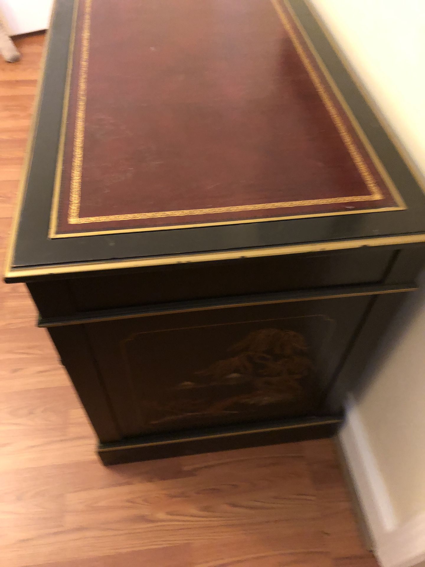 Oriental Table with Leather top.