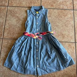 Little Girl’s Polo Ralph Lauren Belted Indigo Denim Shirtdress Size 5