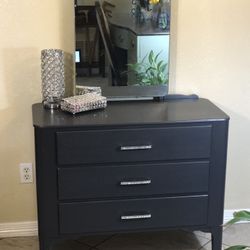 Art Deco style Dresser with Mirror n Rhinestone Pulls 