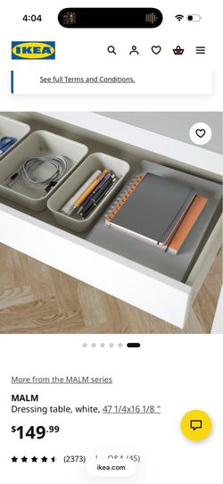 MALM Dressing table, white, 47 1/4x16 1/8 "
