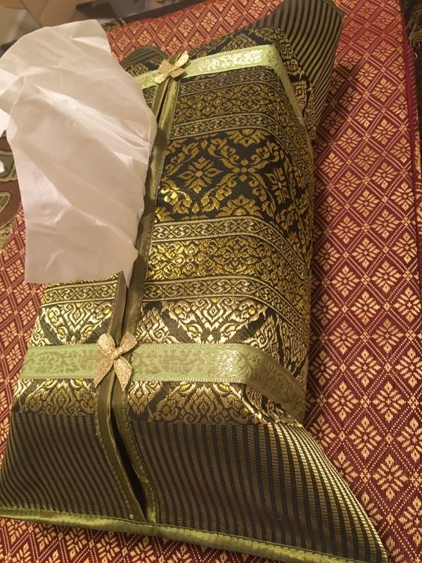 Reed tissue box cover from Thailand.