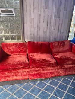 Vintage red velvet couch