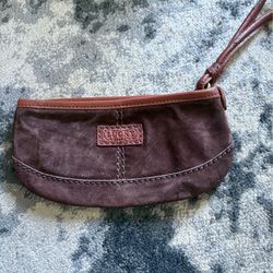 Lucky Brand Brown Suede Wristlet Clutch