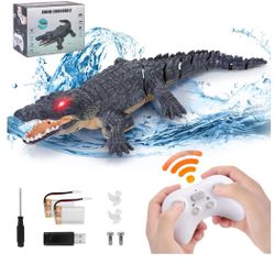 Remote Control Crocodile Boat Toy 1:18 Scale High Simulation RC Crocodile for Swimming Pool Bathroom Great Gift RC Boat Alligator Toys for 6+ Year Old