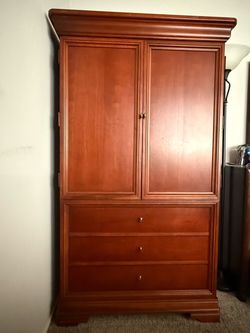 Cherry Wood Armoire with Drawers (Thomasville)