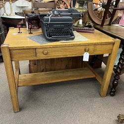 Antique Oak Library Table Desk 