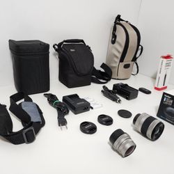 Lens, Cases, Batteries, Chargers, Remote Control, Shoulder Strap Belt

