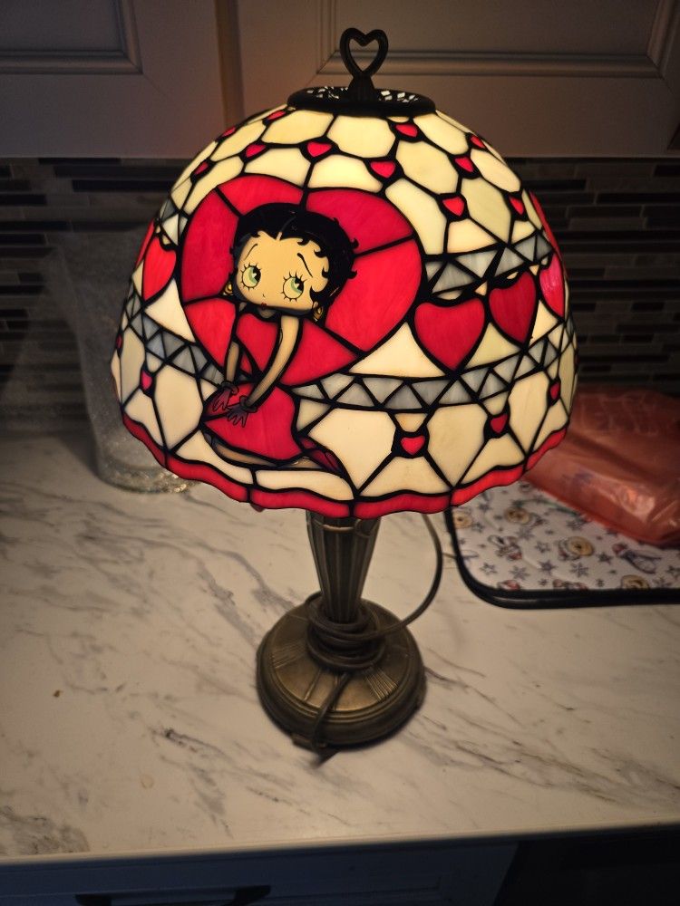 Rare Betty Boop Stained Glass Lamp