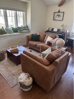 Ashley furniture brown Maimz loveseat and arm chair