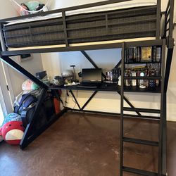 Black Full Bunk Bed with Desk