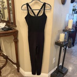 VUORI Women Black Strappy One-Piece Padded Jumpsuit Size Medium