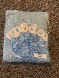 medium light blue sp5der hoodie