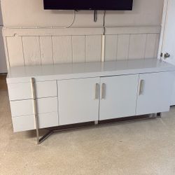Large Modern Contemporary Gray Media Center Console TV Cabinet Stand