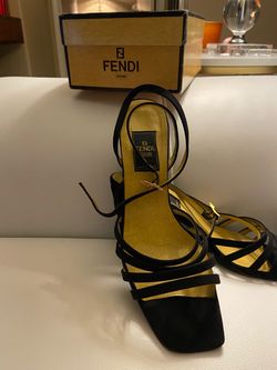 Vintage Fendi black 8.5 black ankle straps