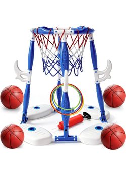 2-in-1 Floating Pool Basketball Hoop Toy Set