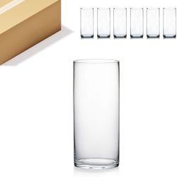 WGV Cylinder Vase, Width 6”, Height 14”, Clear Glass Container Terrarium Candle Holder For Wedding Centerpiece, Party Event And Home Decor
