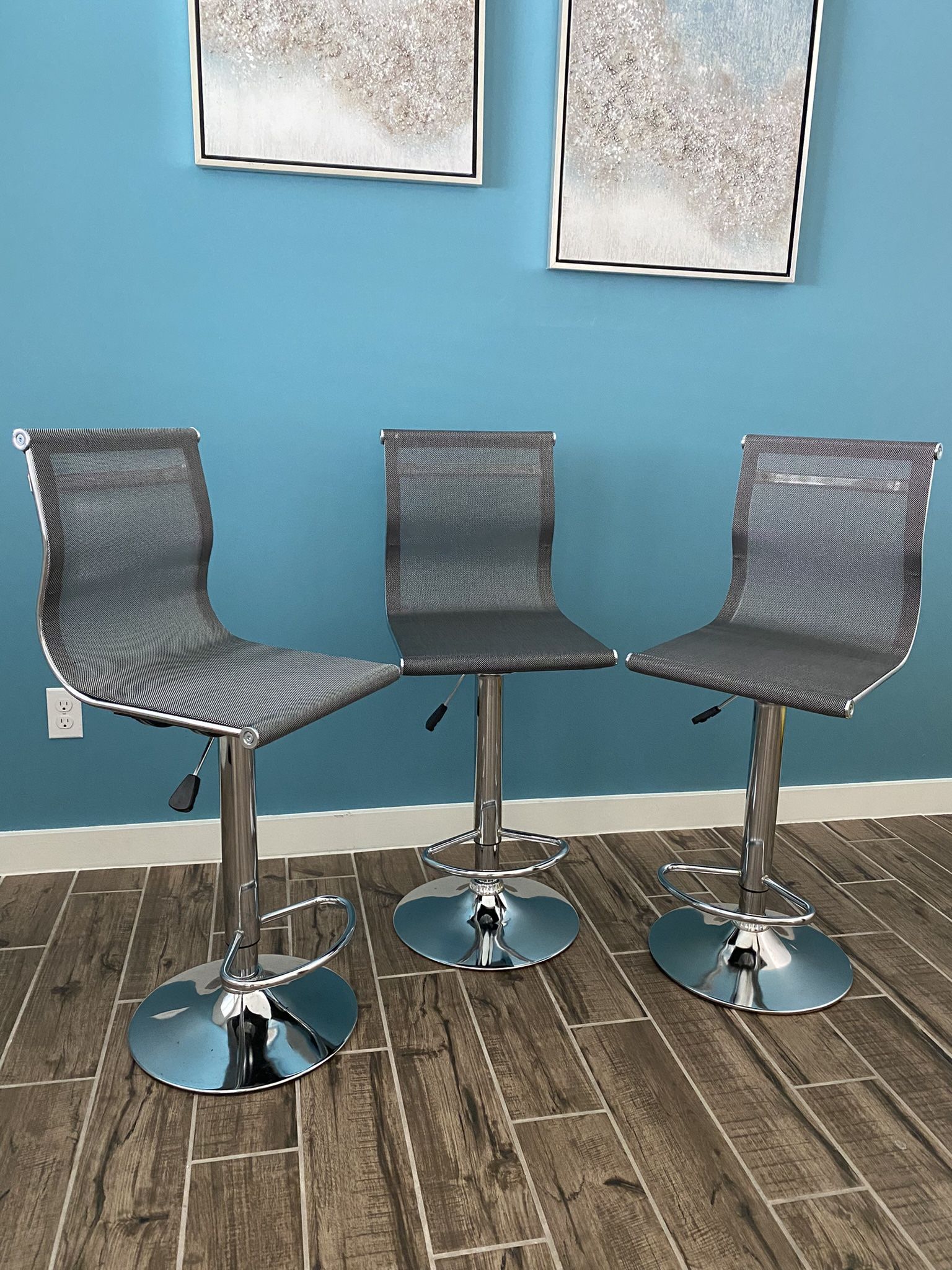 New 3 Gray Bar Stools 