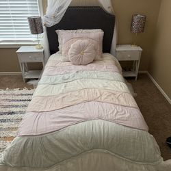 Twin Bed, mattress and Pottery Barn bedding included