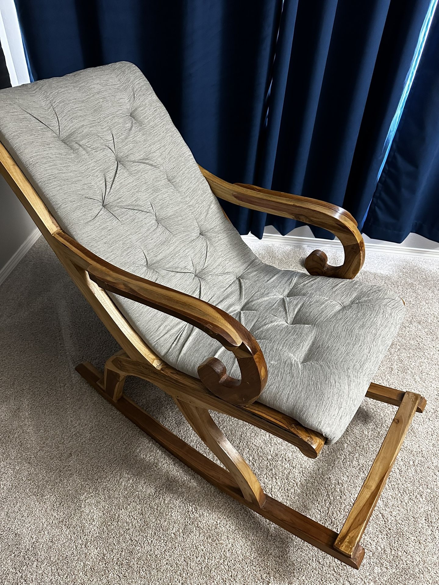 Wooden Upholstered Rocking Chair 