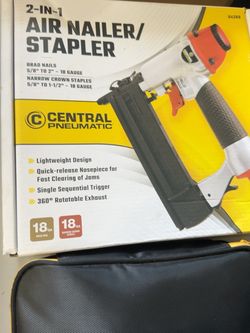 Central Pneumatic 2-in-1 Air Nailer / Stapler – 18 Gauge
