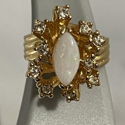 18K Heavy gold Electroplated Opal Ring 