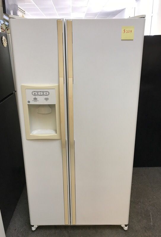 White GE Side-by-Side Refrigerator