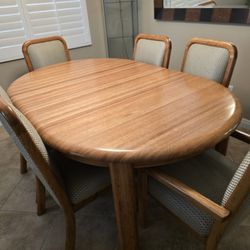 Solid Oak Dining Room Table Set