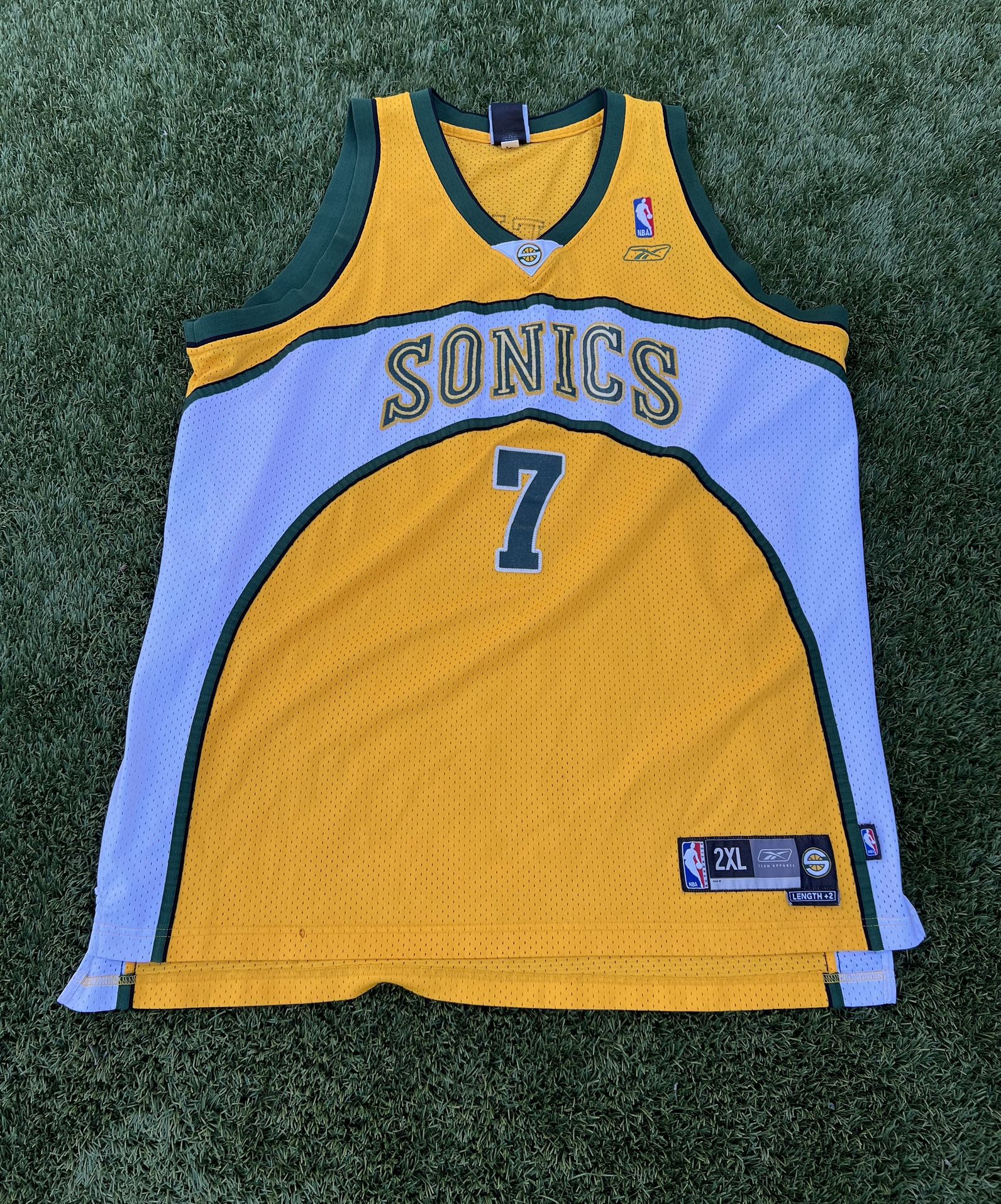 Vintage Seattle Supersonics Rashard Lewis #7 Reebok Length +2 Jersey 2XL XXL