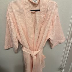 Chakir Linen Women’s Pink Waffle Knit Robe With Tie Belt, Size XXL
