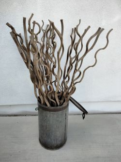 30 Curly twisted wood branches with metal vintage antique can decorative rustic primitive farmhouse
