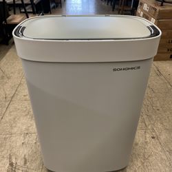 SONGMICS 17.2-Gallon (65 L) Motion Sensor Garbage Can Stainless Steel Trash Bin Ozone Odor Control - Cloud White