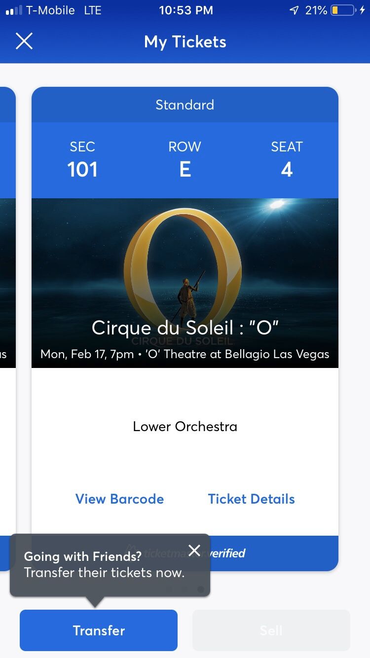 “Cirque de Soleil” ticket $90