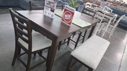 6 pcs counter height Dining table w/table storage