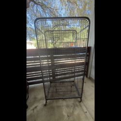 Large Metal Wire Pet Cage on Wheels
